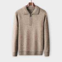 Merino - Eleganter & gemütlicher Half-Zip Pullover – Camel