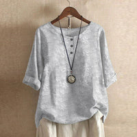 Lily | Laternenärmel Blumenmuster Bluse – Hellgrau