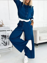 Kaylee - Hoodies und Weitbeinhosen-Set – Blau