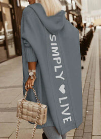 Sayralis | Langer Cardigan mit Kapuze – Dunkelgrau