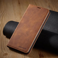 Samsung Hülle | Magnetische Leder Tasche für stilvollen Schutz deines Samsung im Sommer – Braun