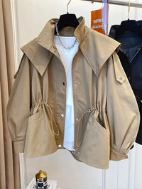 Bessy | Modische Damenjacke mit Taillenkordelzug – Kaki
