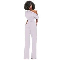 Greta | Jumpsuit mit Schrägem Kragen und Weiten Beinen – Weiß