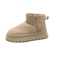 Damen Klassische Plattformstiefel mit Dicke Sohle – Beige