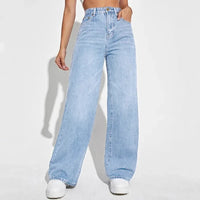 Damen Hohe Taille Baggy Jeans – Hellblau