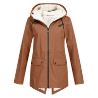 Sherpa-gefütterte Zip-Up-Jacke mit Kapuze für Frauen – Khaki