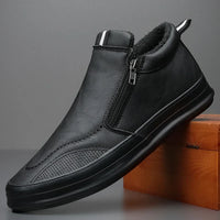 BURKHARD - LEDER SCHUHE MIT WARMEM FUTTER – Schwarz