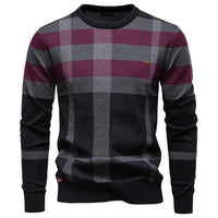 David | Modischer Herrenpullover mit Rautendesign – Rot