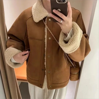 Klezurith | Kurzjacke für Damen, modisch und schick, langarm, dick und warm – Khaki