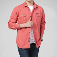 Hemd für Herren - Sommerliches Outdoor Overshirt mit Brusttaschen – Rot