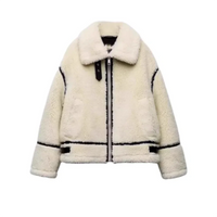 Kleritha | Damen Mantel aus Wollfleece, dick und warm – Aprikose
