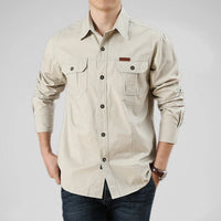 Hemd für Herren - Sommerliches Outdoor Overshirt mit Brusttaschen – Beige