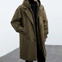Trenchcoat mit Kapuze und Knopfleiste für Männer – Oliv