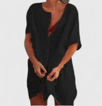Magdalena | Damen Sommer Lockeres Tunika Midikleid – Schwarz