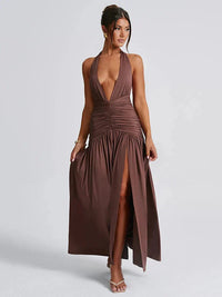Emily | Elegantes Maxikleid – Braun