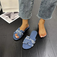 Heidi-Mode | Sommer Pantoletten – Denim Blau