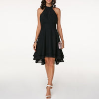 Nicoletta | Damen Sommer Neckholder Midikleid – Schwarz