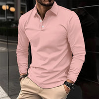 Gideon | Herren Klassisches Langarm Poloshirt – Rosa