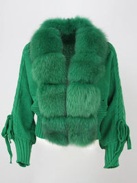 Lixx | Luxury Wintermantel für Damen mit echtem Fuchsfellkragen – grün