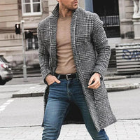 Klezindra | Eleganter Retro-Hahnentritt-Wollmantel für Herbst und Winter – Schwarz
