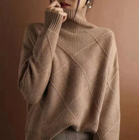Lea | Damen Casual Gestrickt Pullover mit Kragen – Braun