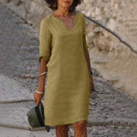 Isabella - Frühlingskleid mit Bauchabdeckung – Khaki