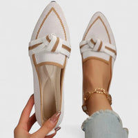 Felicia | Orthopädische Spitz Zulaufende Knoten Loafer – Weiß