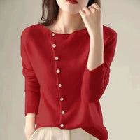Huerta – Elegante Strickjacke Mit Knöpfen – Rot