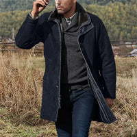 Klefirath | Neue europäische Herren-Mittellange Jacke im integrierten Stil aus Baumwolle – Marine