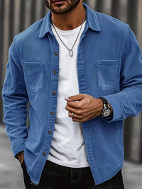 Ivaro - Strukturiertes Overshirt – Pfauenblau