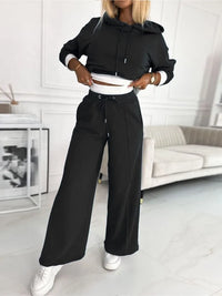 Kaylee - Hoodies und Weitbeinhosen-Set – Schwarz