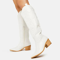 Kniehohe Cowboystiefel für Damen | Klassisch – Weiß