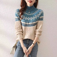 Eva® | Bequemer Eleganter Pullover – Blau/weiß