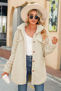 Pavelaya | Damen Winterjacke warm mit Revers, langarm und Knopfleiste locker – Aprikose