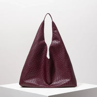 Lior | Leather Woven Shoulder Bag – Bordeaux