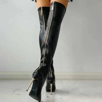 Damen-Overknee-Stiefel mit Stiletto-Absatz | Reißverschluss Hinten – Schwarz