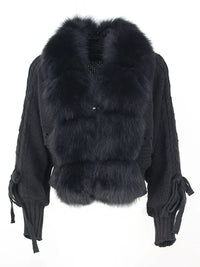 Lixx | Luxury Wintermantel für Damen mit echtem Fuchsfellkragen – schwarz