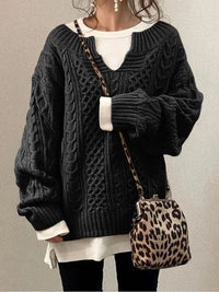 Gracia | Weicher Langarm-Pullover mit femininer Passform – Schwarz