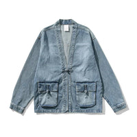 CECANIA - KIMONO-JACKE AUS DENIM – Hellblau