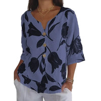 Louisa - Gedruckte V-Ausschnitt Bluse – Lila