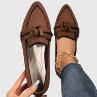 Felicia | Damen Orthopädische Loafer Spitz Knoten Elegant Komfort – Khaki