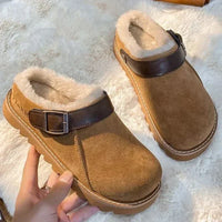 Paladaya | Elegante Wildleder-Clogs mit Plüschfutter – Braun