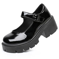 Damen Dirndl Schuhe | Schnallenriemen Mit Breiter Sohle – Schwarz