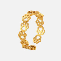 Verstellbarer Edelstahl-Pfotentattoo-Ring – Stilvoller Schmuck für Tierliebhaber – Gold