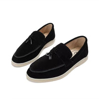 Damen Lässige Flache Casual Loafer – Schwarz