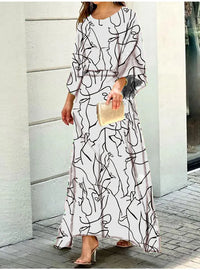 Mavy - Elegantes langes locker sitzendes Kleid – Weiß