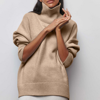 Damen Pullover | Lässig mit Rollkragen und weitem Schnitt – Beige