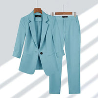 Elena | Luxuriöses Blazer-Set – Himmelblau