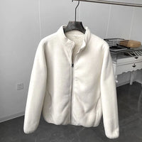 Kothis | Fleece Stehkragen Jacke – Weiß