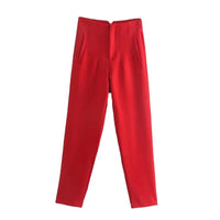 Gabriela - Elegante Hochbundhose – Rot
